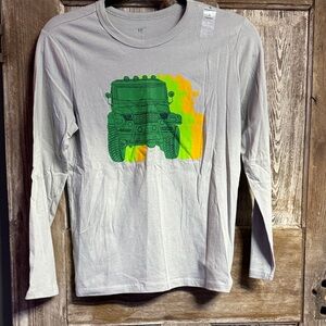 GAP Gray Long Sleeve Kids Tee with Green and Orange Graphic